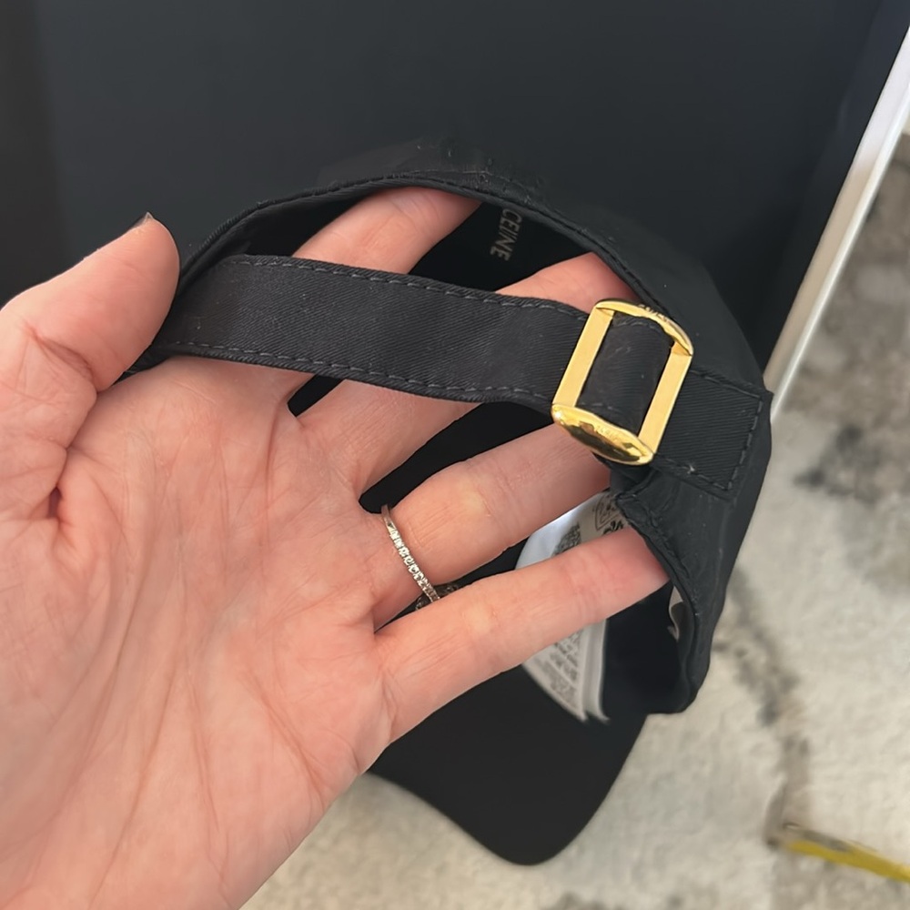 Celine Black Triomphe Cap with Cream Logo - Picture 7 of 7